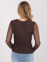 Czekoladowa wizytowa bluzka z siateczki 