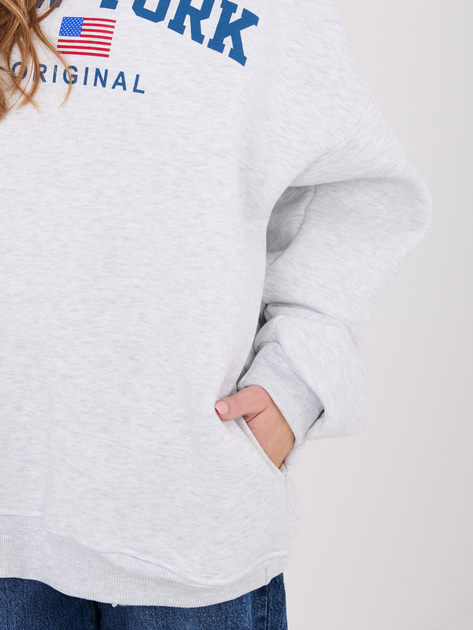 Jasnoszara dresowa bluza oversize z nadrukiem