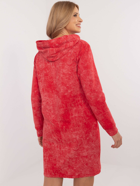 Hurtownia Czerwona dresowa sukienka z nadrukiem