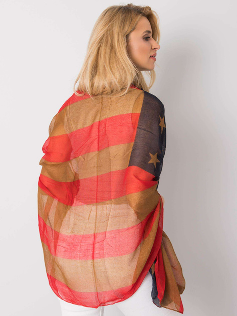 Czerwono-brązowa chusta z printem