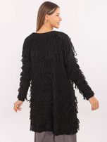Črn cardigan za ženske v boho slogu RUE PARIS.