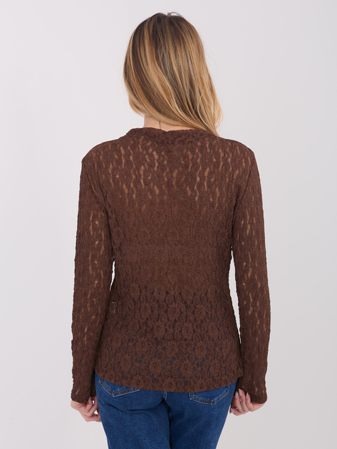 Brązowa przezroczysta bluzka z koronki