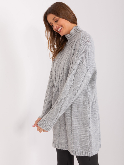 Hurt Szara dzianinowa sukienka z długim rękawem RUE PARIS