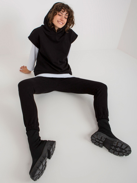 Hurt Czarny trzyczęściowy komplet casualowy z bluzką oversize