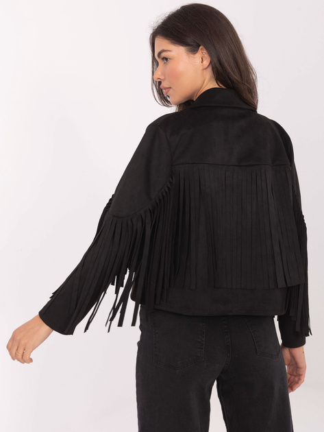 Czarna krótka kurtka z frędzlami RUE PARIS