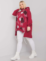Bordowa bluza z kapturem plus size Ives