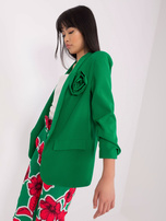 Hurtownia Zielona elegancka marynarka z kwiatem