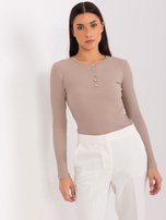 Parduotuvė Tamsiai smėlinė medvilninė marškinė BASIC FEEL GOOD