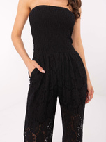 Czarny koronkowy kombinezon ze spodniami