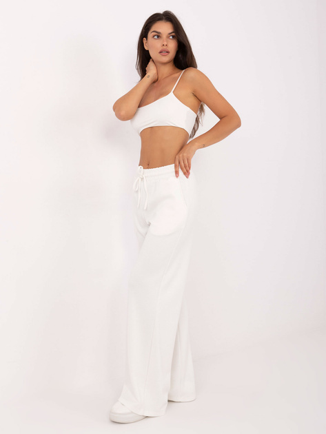 Ecru dresowe spodnie z wiskozą
