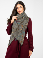 Khaki damska chusta z printem 