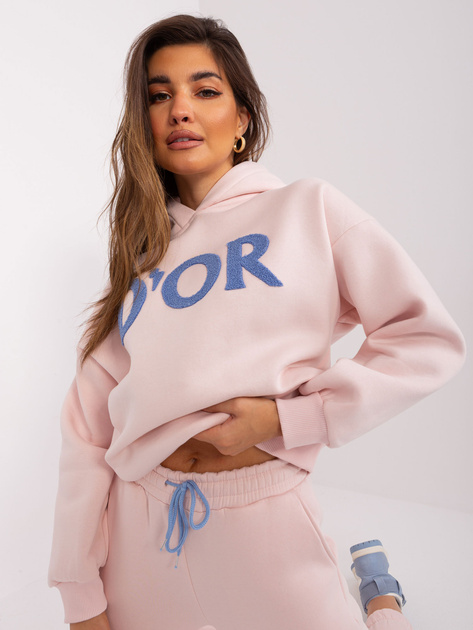 Hurt Jasnoróżowy ocieplany komplet dresowy z bawełny