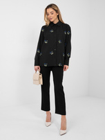 Czarna bawełniana koszula z haftem