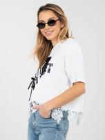 Biała bawełniana bluzka z napisami