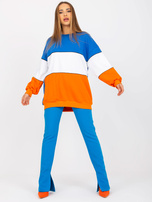 Hurt Niebiesko-pomarańczowa bluza basic bez kaptura RUE PARIS  