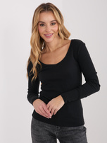 Černý basic longsleeve s pruhy.