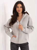 Szara ocieplana bluza basic z kapturem