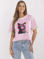 Różowa bluzka oversize ze złotymi wstawkami