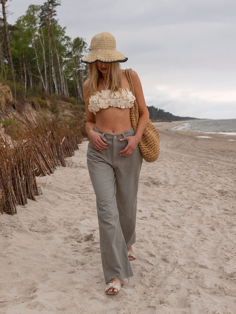 Hurt Khaki spodnie jeansowe z szeroką nogawką FRESH MADE