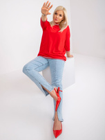 Czerwona bluzka plus size z bawełny Pearl