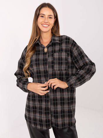 Czarna flanelowa koszula w kratę