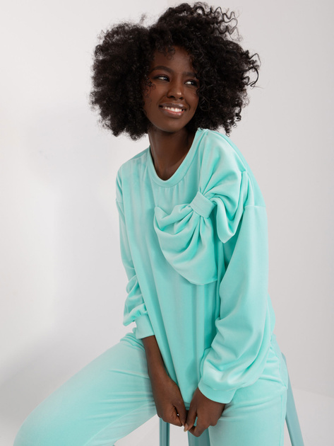 Hurtownia Miętowy casualowy komplet damski z weluru