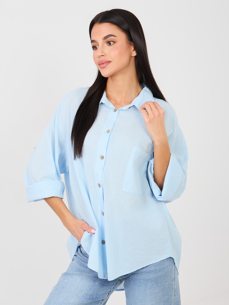 Jasnoniebieska bawełniana koszula z kieszenią
