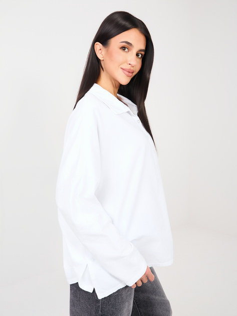 Biała sztruksowa bluzka z guzikami