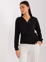 Hurt Czarna bluzka wizytowa z kopertowym dekoltem