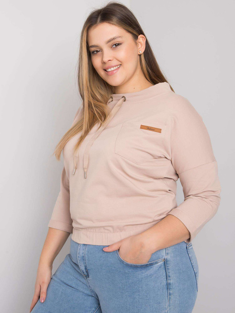 Jasnobeżowa bluza plus size bez kaptura Pasadena