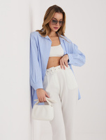 Niebieska damska koszula oversize z rozcięciami 