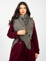 Khaki damska chusta z printem 