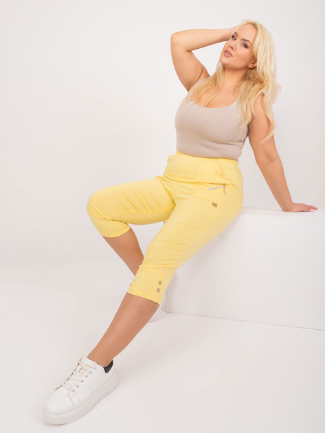 Hurt Jasnożółte spodnie 3/4 plus size z materiału