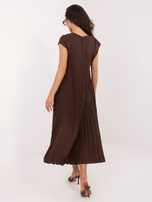 Ciemnobrązowa trapezowa sukienka z kieszeniami RUE PARIS 
