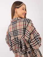 Beżowo-czarna asymetryczna koszula w kratę Bonnie