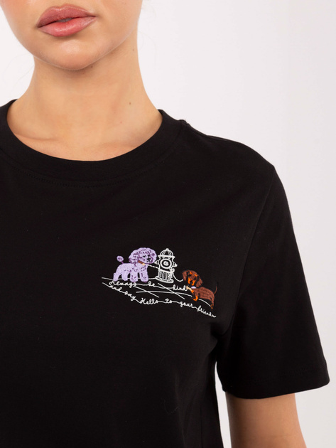 Czarny damski t-shirt z bawełny