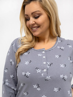Tmavě šedá noční košile plus size s knoflíky.