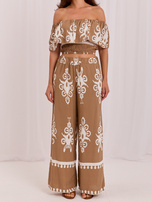 Dark beige summer set with pants.