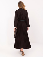 Czekoladowa długa sukienka z marynarkową górą RUE PARIS 