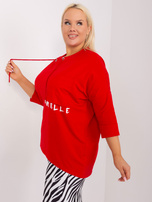 Hurt Czerwona bluzka plus size z okrągłym dekoltem