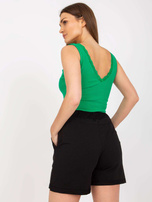 Zielony dopasowany top basic w prążki RUE PARIS