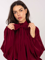 Bordowa koszula z bufiastym rękawem