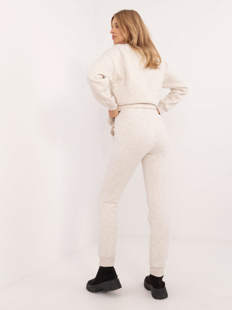 Hurt Jasnobeżowe melanżowe spodnie dresowe z ociepleniem