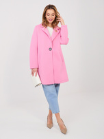 Pastelowy różowy piankowy płaszcz z kołnierzem RUE PARIS 