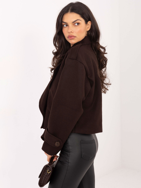 Czekoladowy płaszcz z paskami na rękawach RUE PARIS