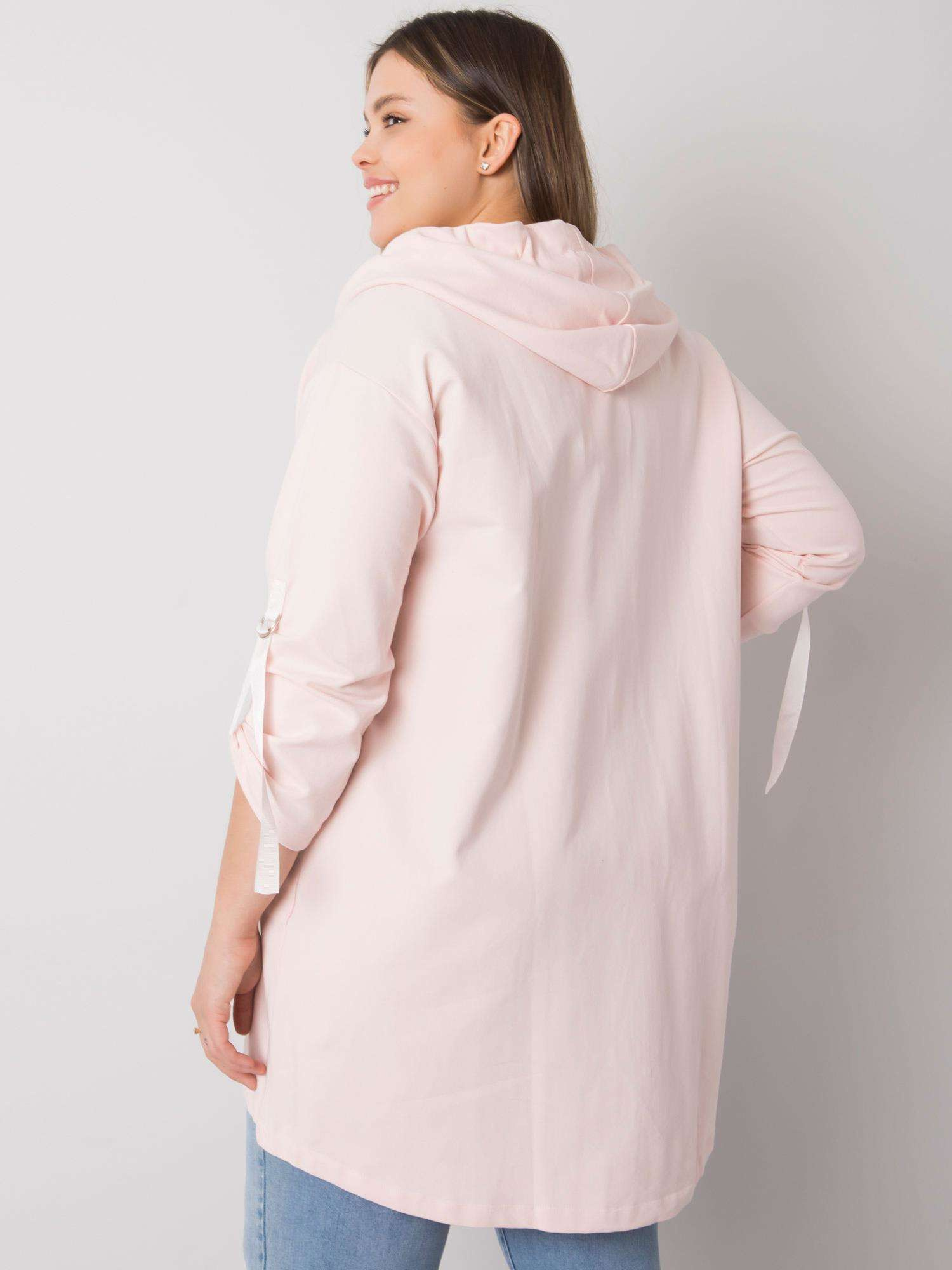 Jasnoróżowa bluza plus size na suwak Zurich