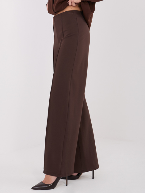 Ciemnobrązowe szerokie spodnie bez zapięcia RUE PARIS