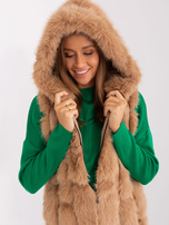 Hurt Camelowa futrzana kamizelka z podszewką 