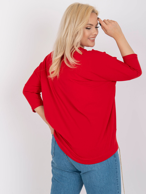 Czerwona bawełniana bluzka plus size ze ściągaczem