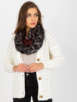 Hurt Czarno-czerwona chusta komin w zwierzęcy wzór 